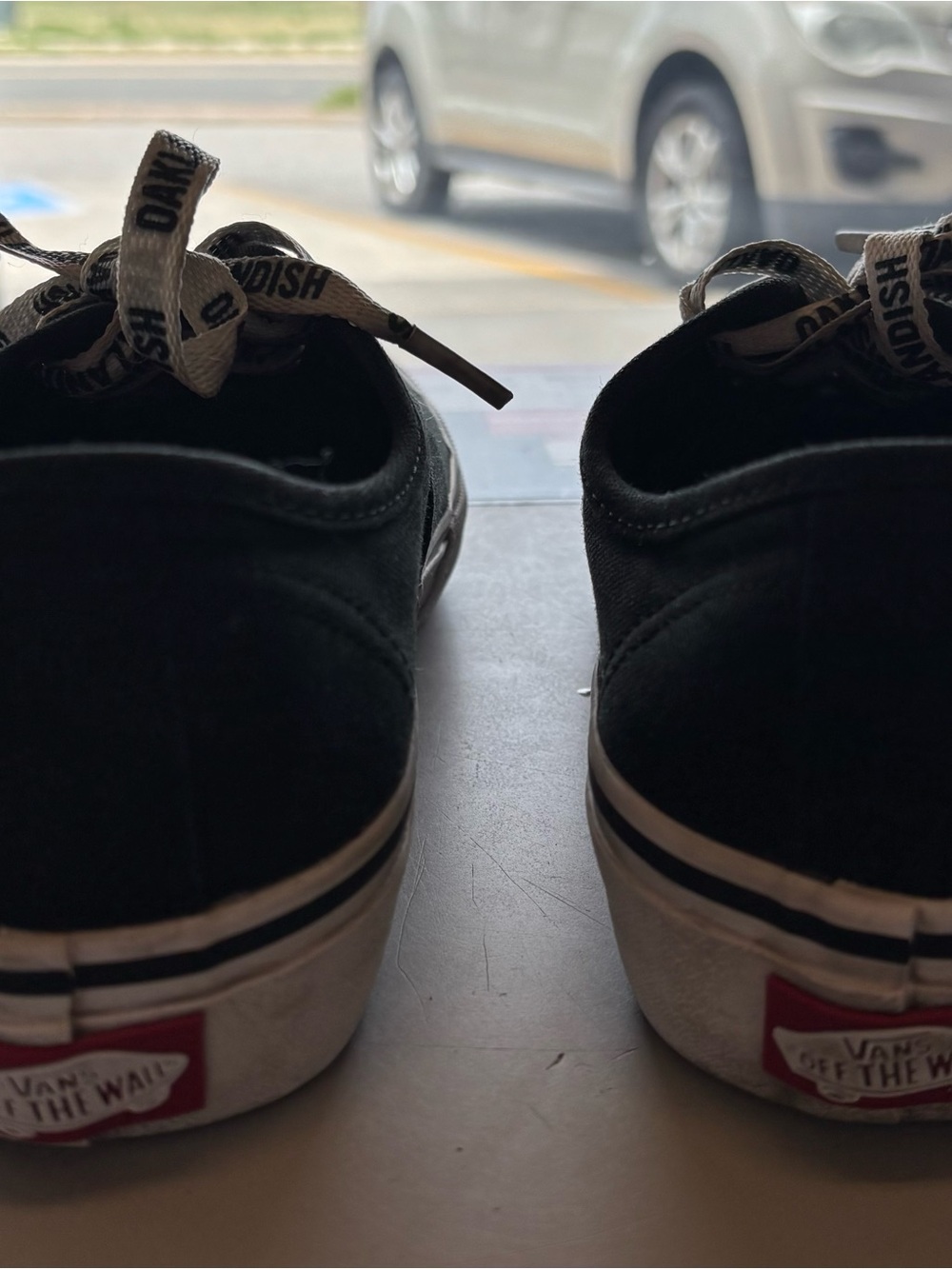 Vans Black Canvas Sneakers with Branded White Laces - Picture 3 of 3